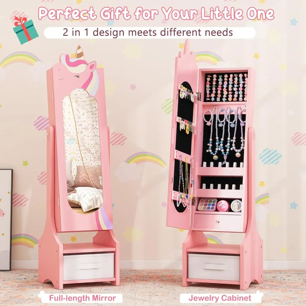 Jewelry Armoire Standing Jewelry Cabinet With Full Length Mirror