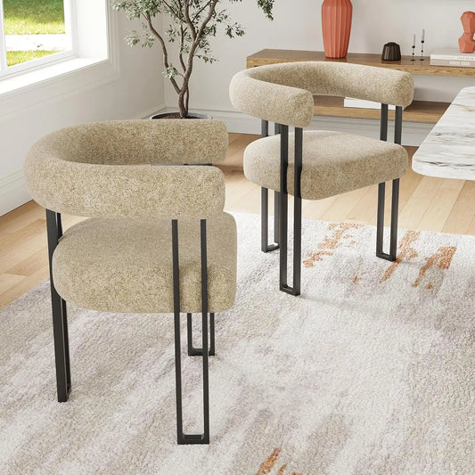 Farini Modern Boucle Fabric Upholstered Dining Arm Chairs