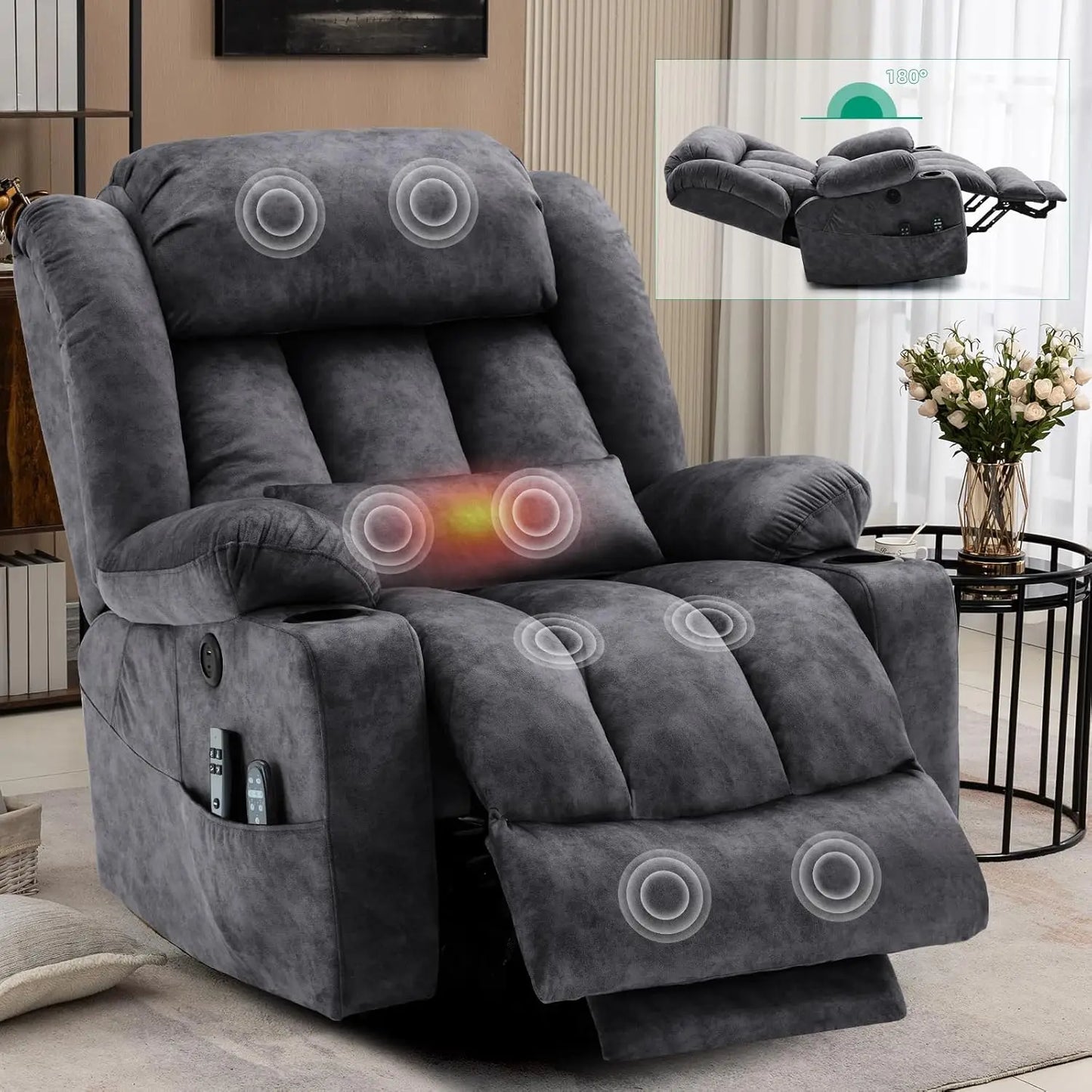 Tall Man Dual Motor Power Lift Recliner Chair With Extended Footrest