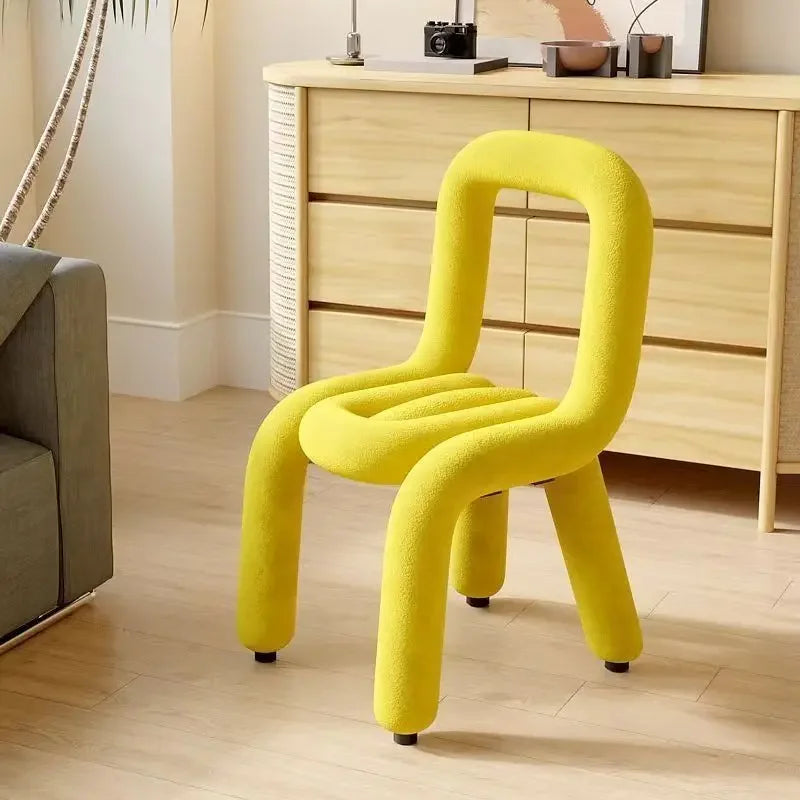 Plush Irregular Velvet Makeup Chair For Girls Bedroom