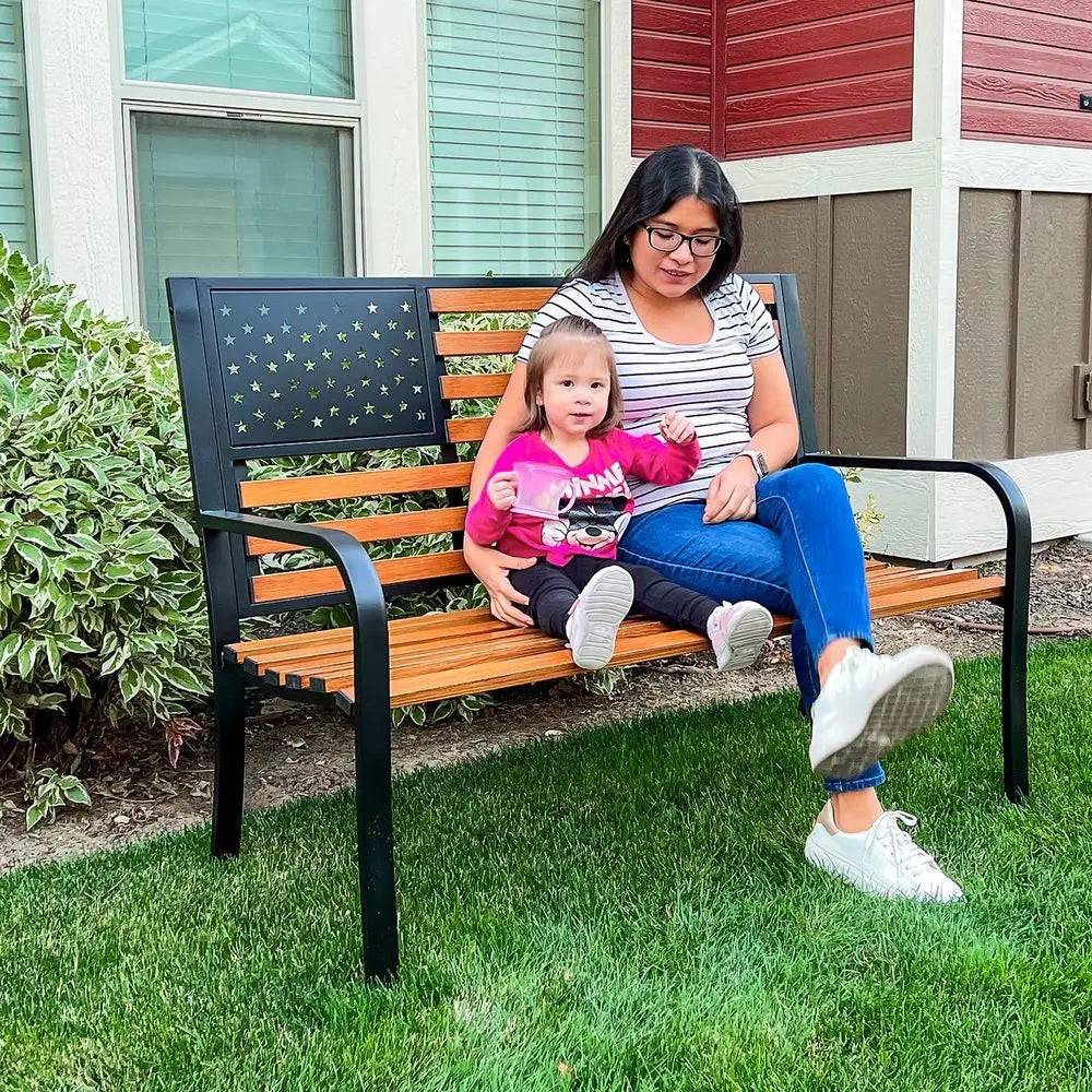 XMSJ Durable Outdoor Garden Bench Cast Iron Arch Legs