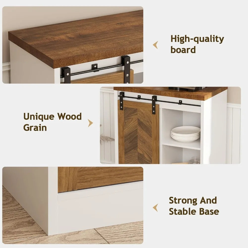 LuxeMerge Catrimown Farmhouse Coffee Bar Cabinet With Storage