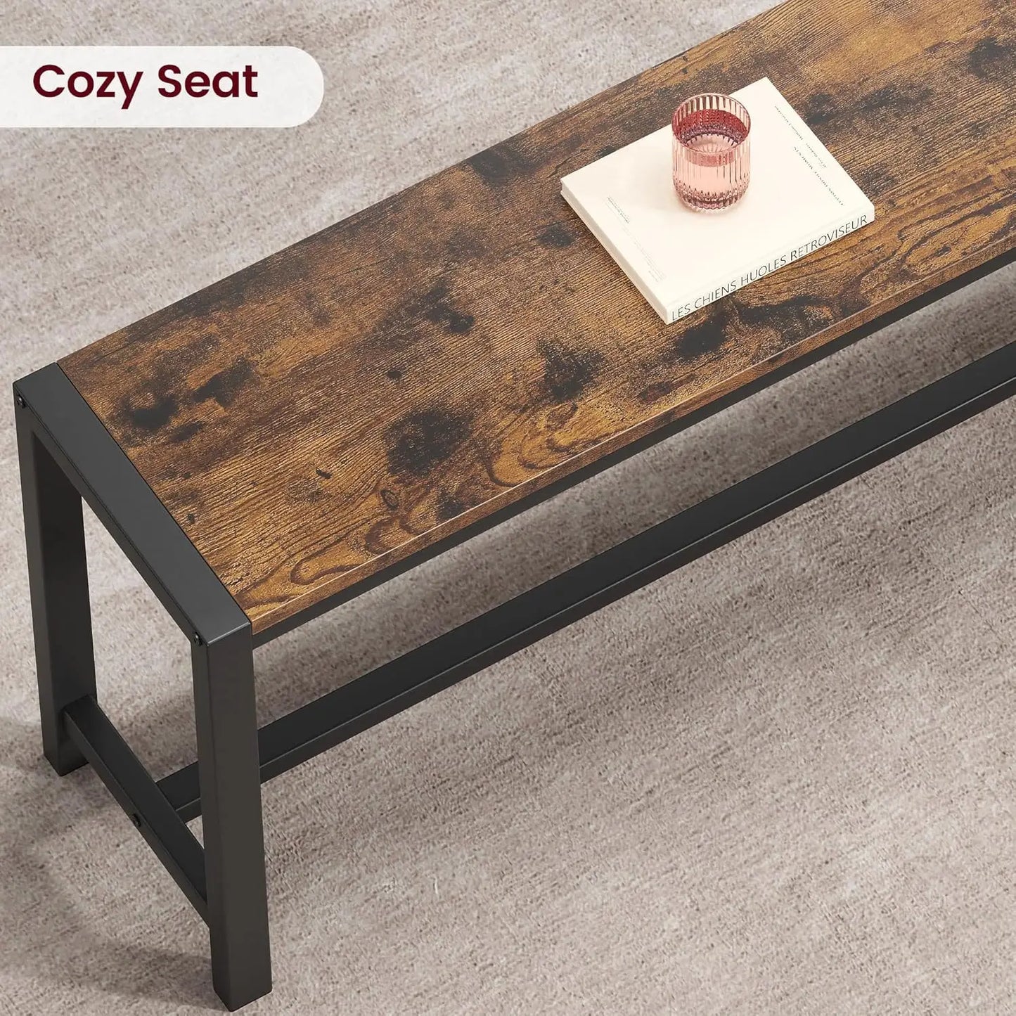 HiMISS Dining Table Set For 4 With Metalwood Benches