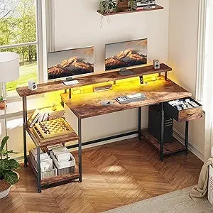 LZJV L Shaped Desk With Drawers And Storage