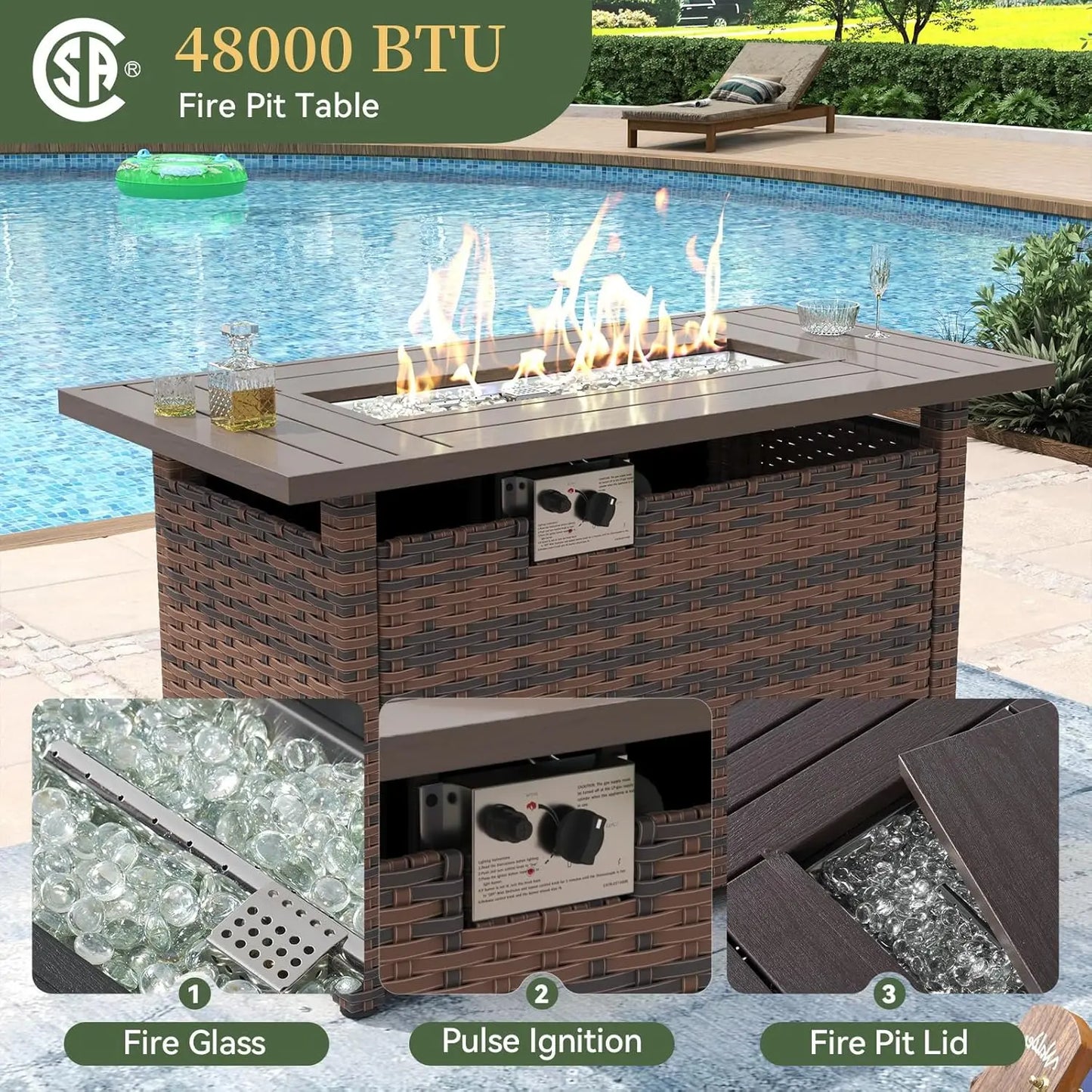Patio Furniture Set With Fire Pit Table And Sectional