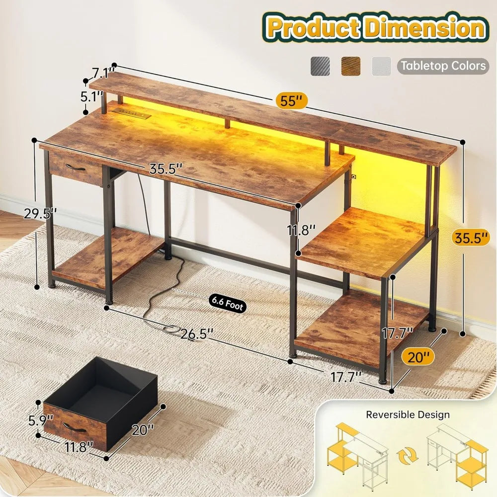 LZJV L Shaped Desk With Drawers And Storage