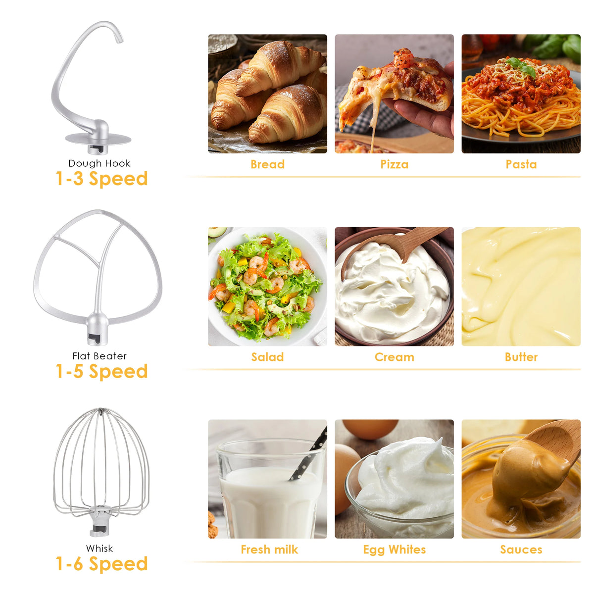 Biolomix Stand Mixer With Dough Hook, Whisk And Beater