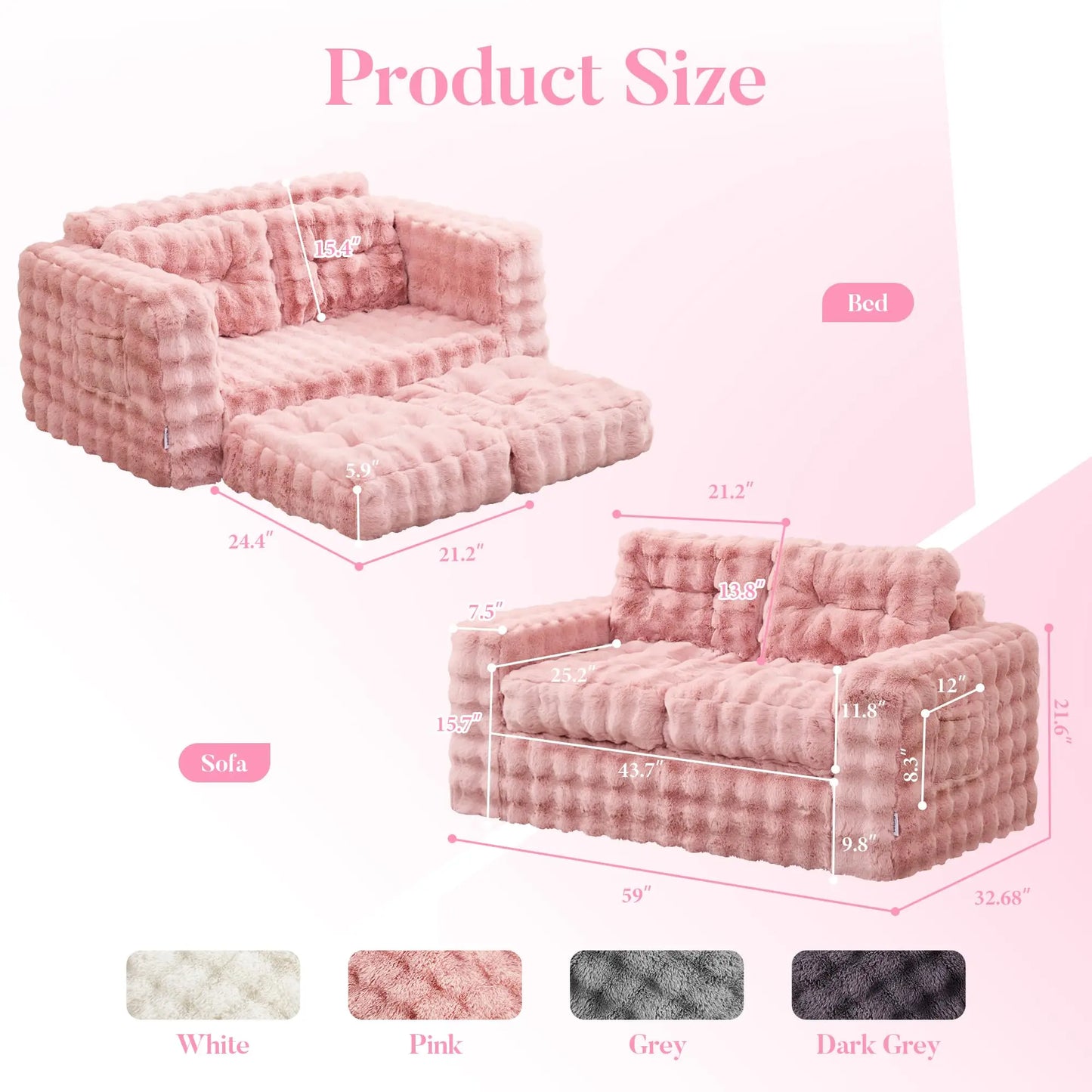 Fluffy Tufted Convertible Cloud Sofa For Living Room