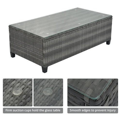 Outdoor 8-Piece Wicker Half Moon Sectional Coffee Table