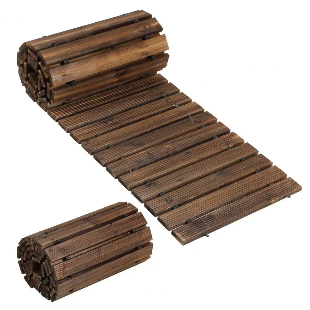 Roll Out Wooden Garden Pathway Outdoor Walkway Mat For Lawn