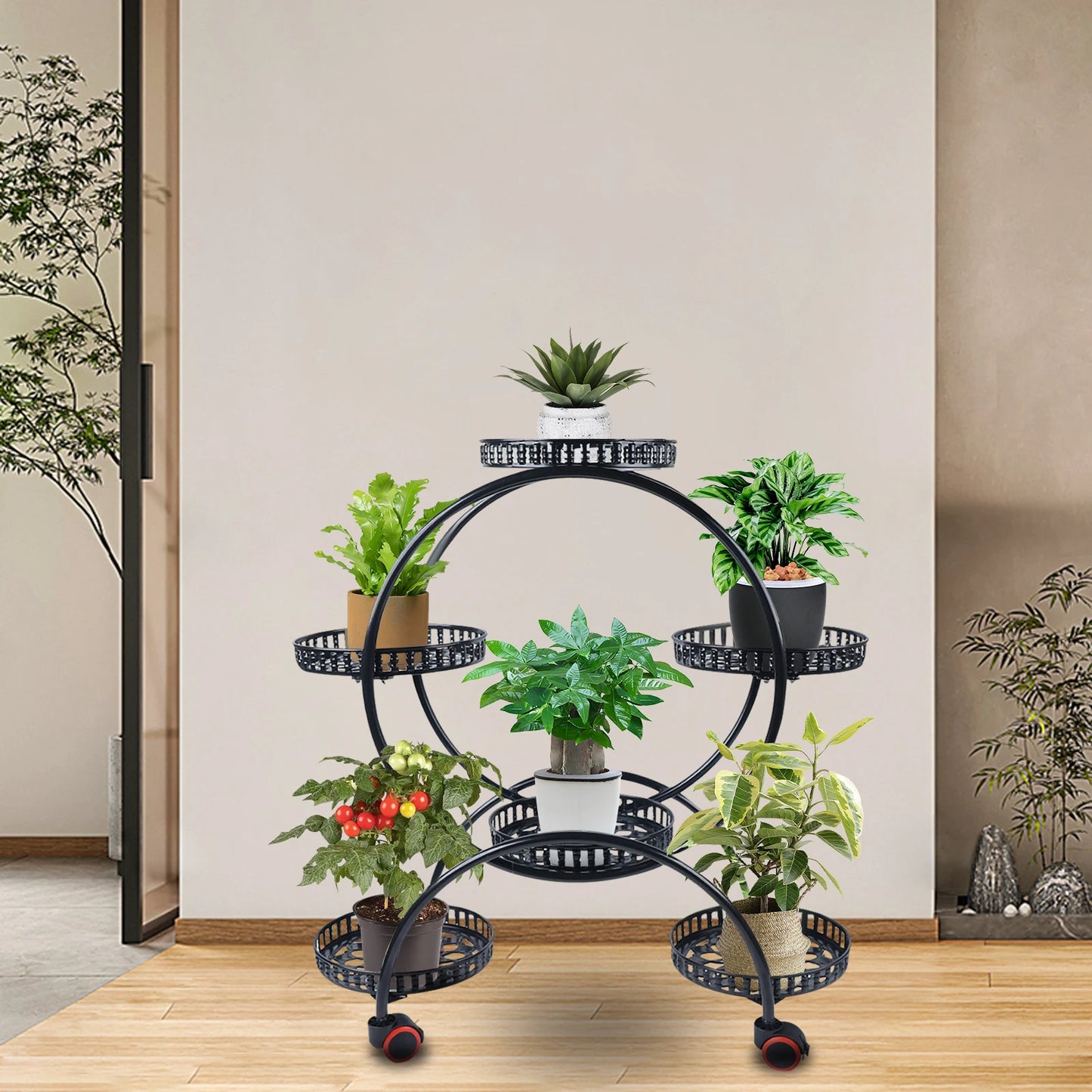 Bymaocar 4 Tier Wrought Iron Flower Plant Stand Display
