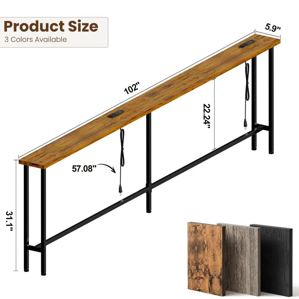 Narrow Console Table With Builtin Charging Stations