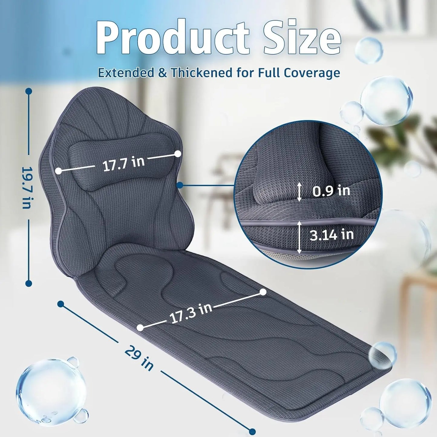 Extra Thick Bath Pillow With Head And Neck Support