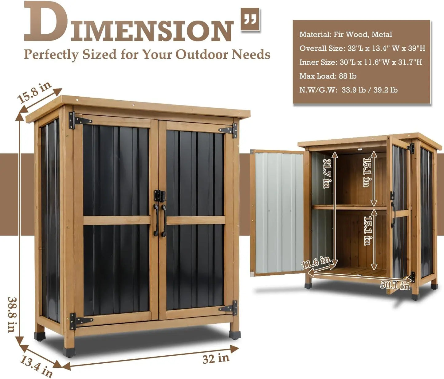PetsCosset Outdoor Storage Shed And Garden Cabinet