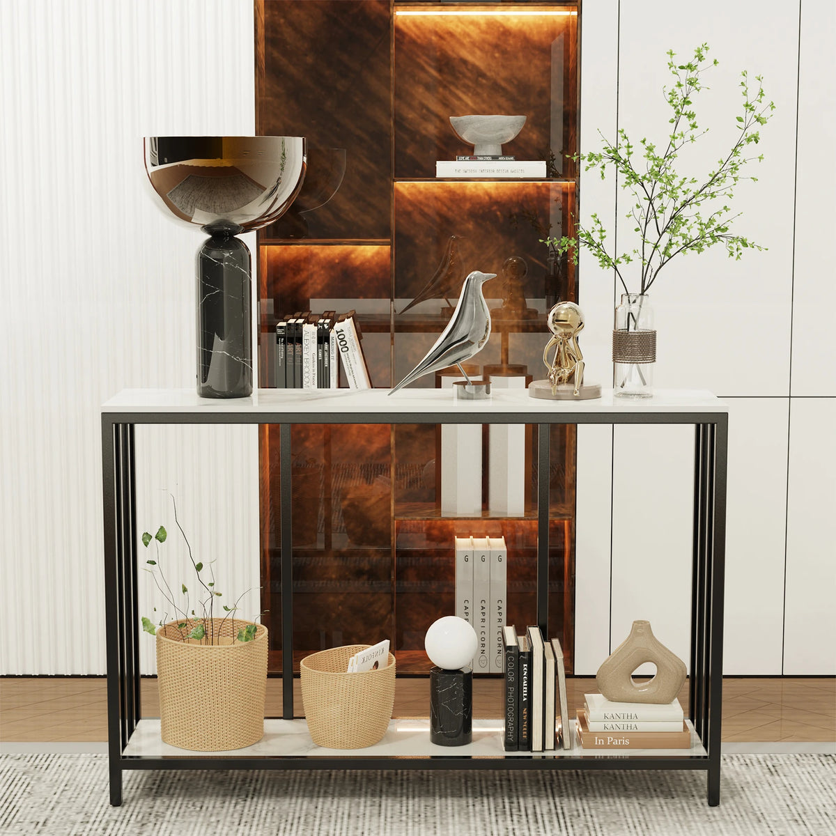 Wisfor Modern Sintered Stone Console Table with Metal Base