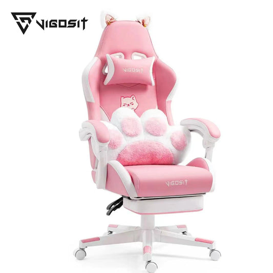 Vigosit Gaming Chair With Cute Ears And Kawaii Pillow Lumbar Support