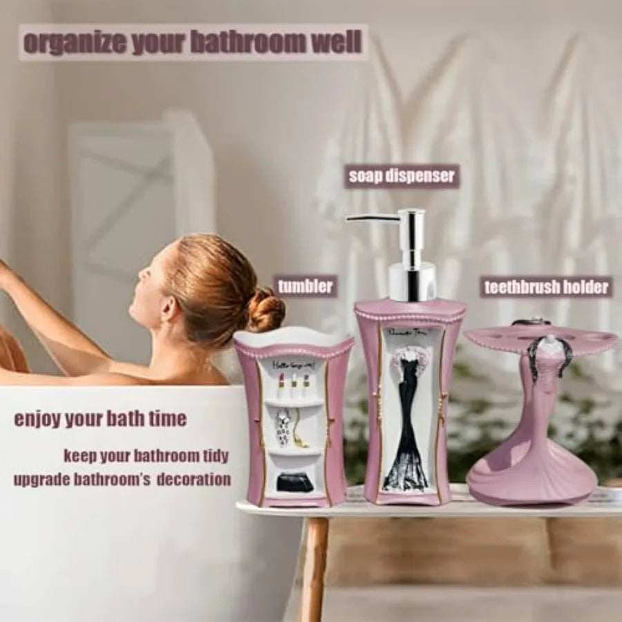 Bathroom Accessories Set With Soap Dispenser And Toothbrush Holder