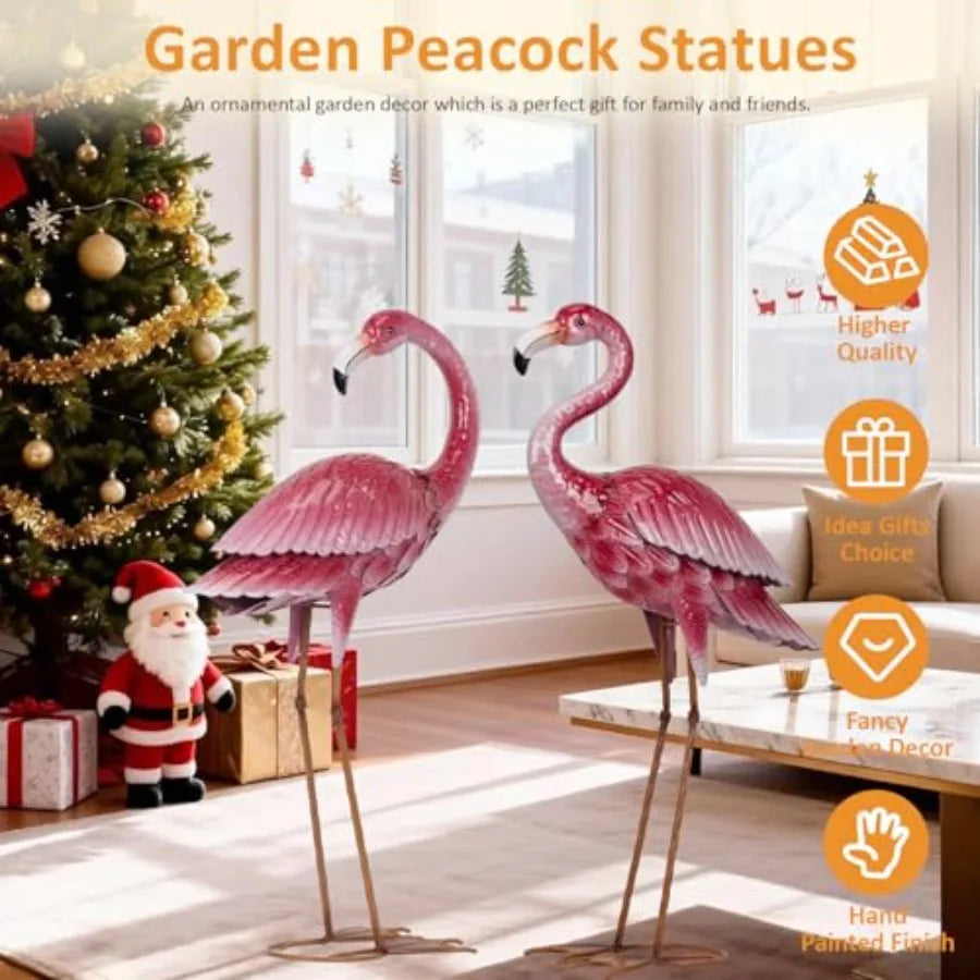 SHXI Flamingos Garden Statue Yard Art Metal Birds Sculpture