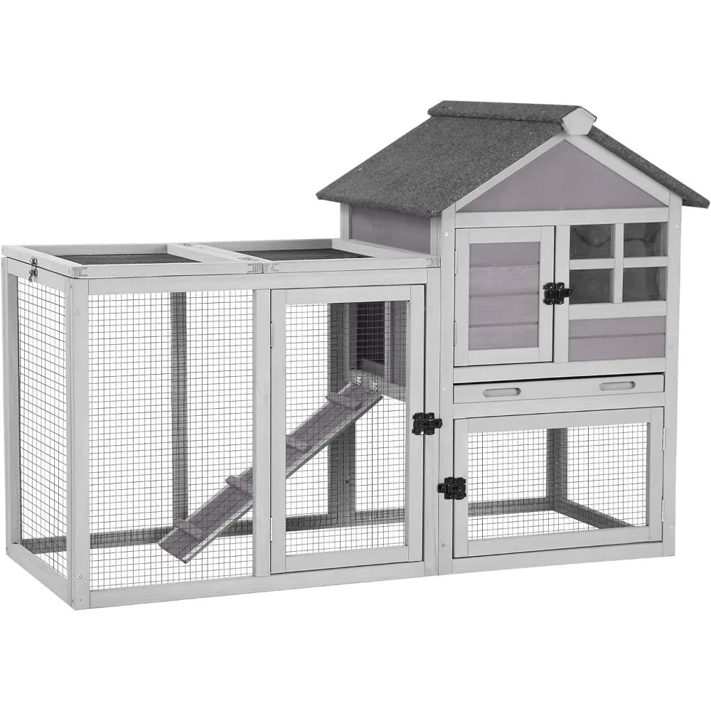 XMSJ Rabbit Hutch Indoor Outdoor Coop With Run
