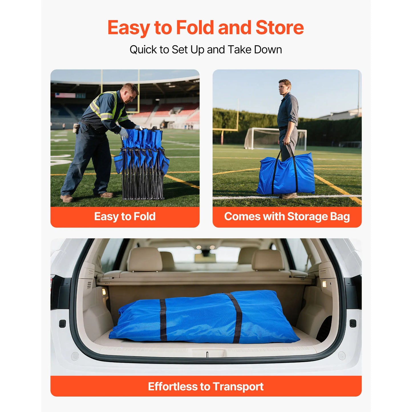 SucceBuy Portable Folding Soccer Bench With Side Pockets