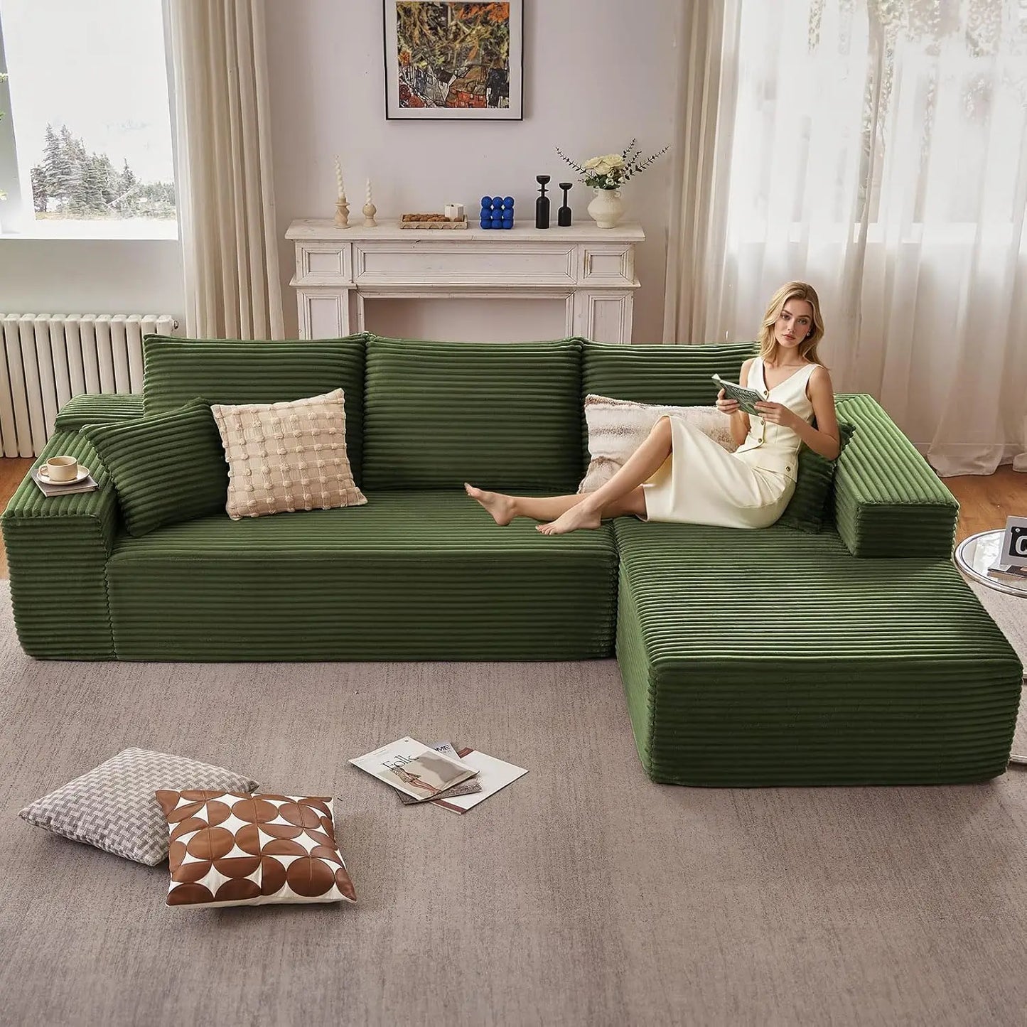L Shaped Cloud Couch With Chaise Lounge Modular Sectional