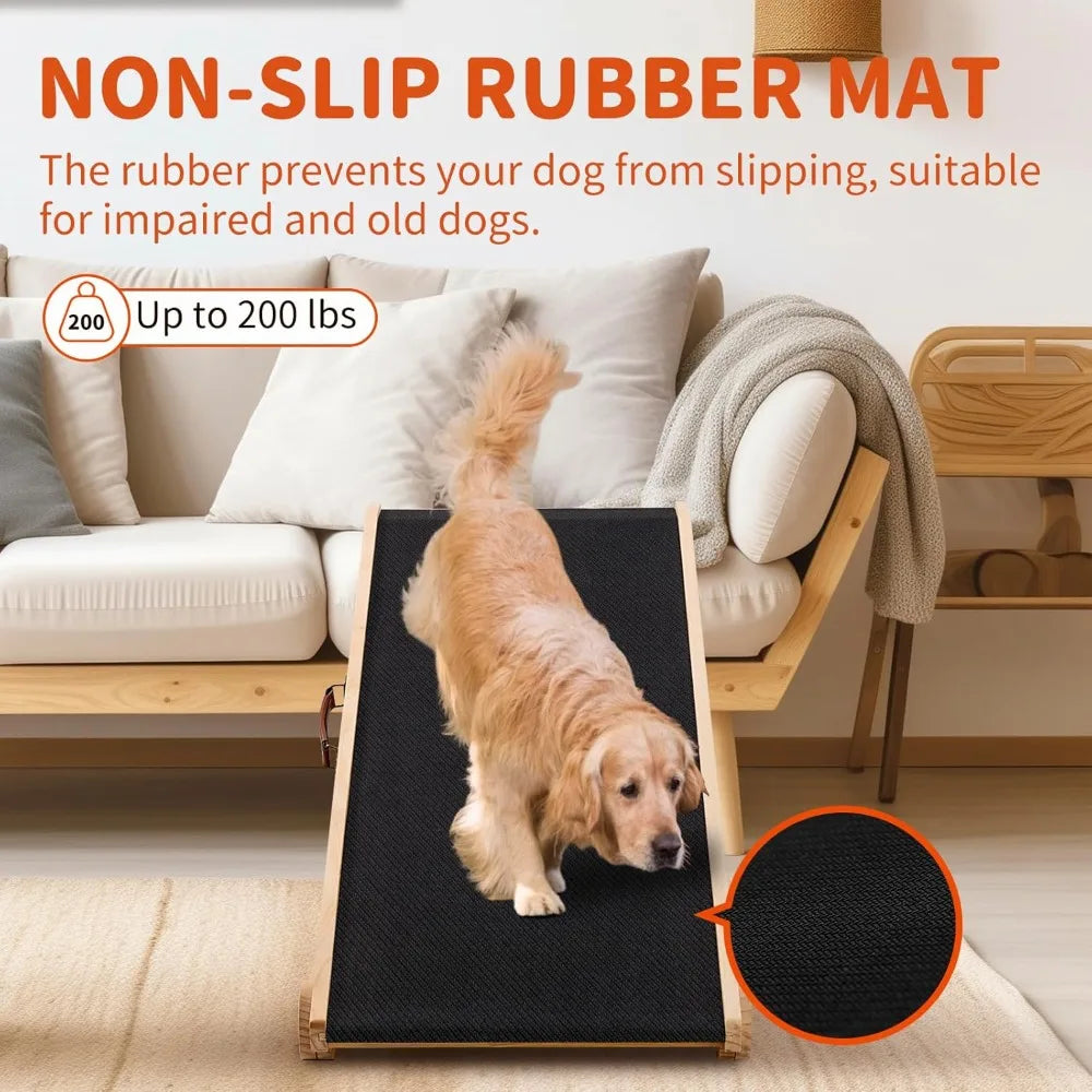 Dog Ramp 5 Level Adjustable Folding Pet Ramp for High Beds