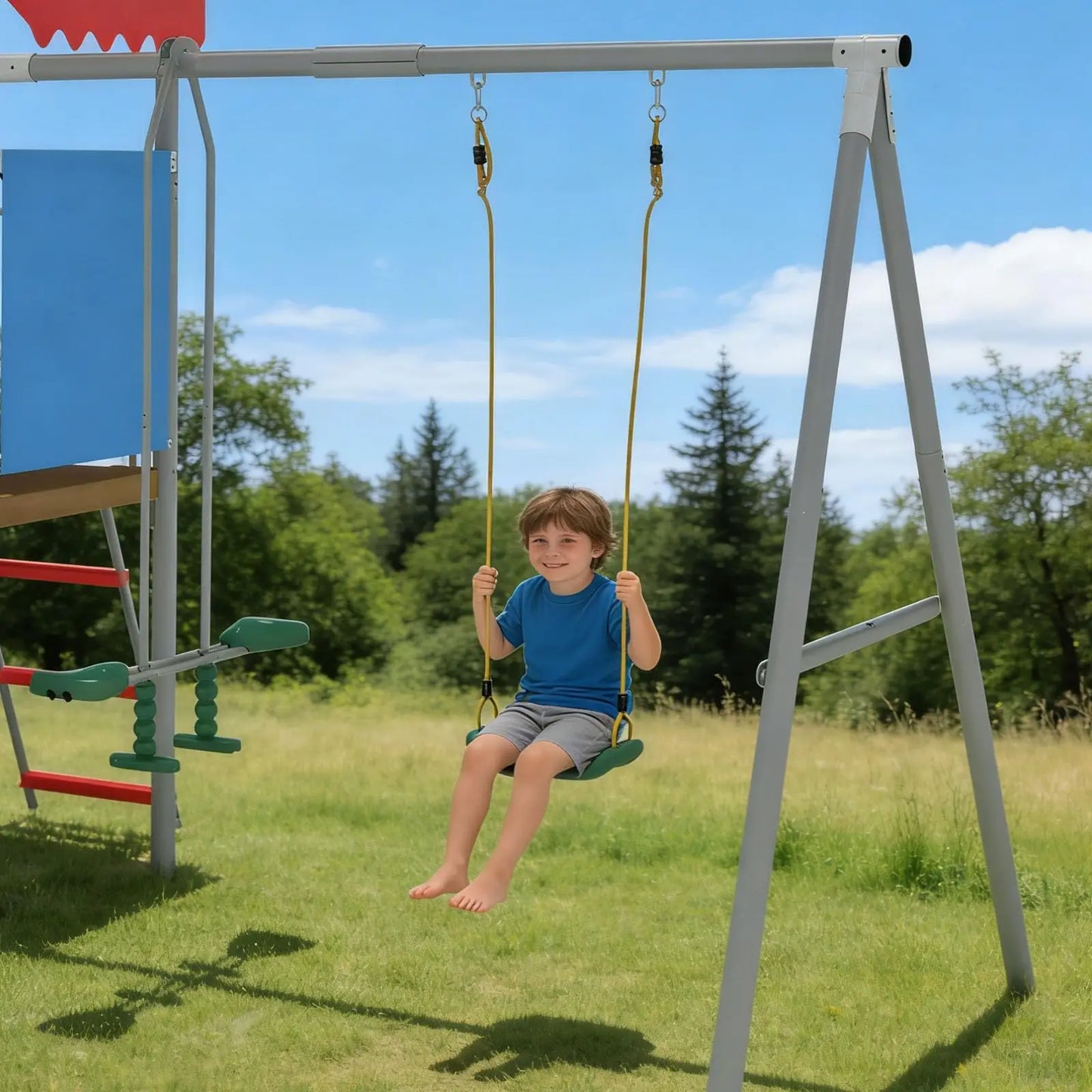 HiMISS Metal Outdoor Playground Set With Swing And Slide
