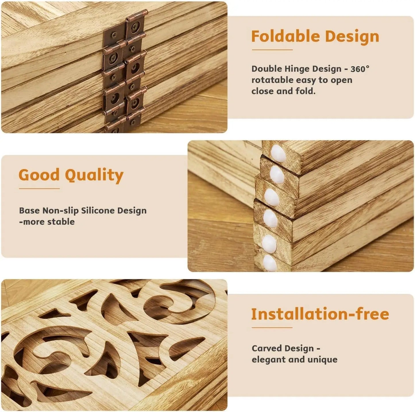 Wood Carved Privacy Screen Freestanding Decorative Partition