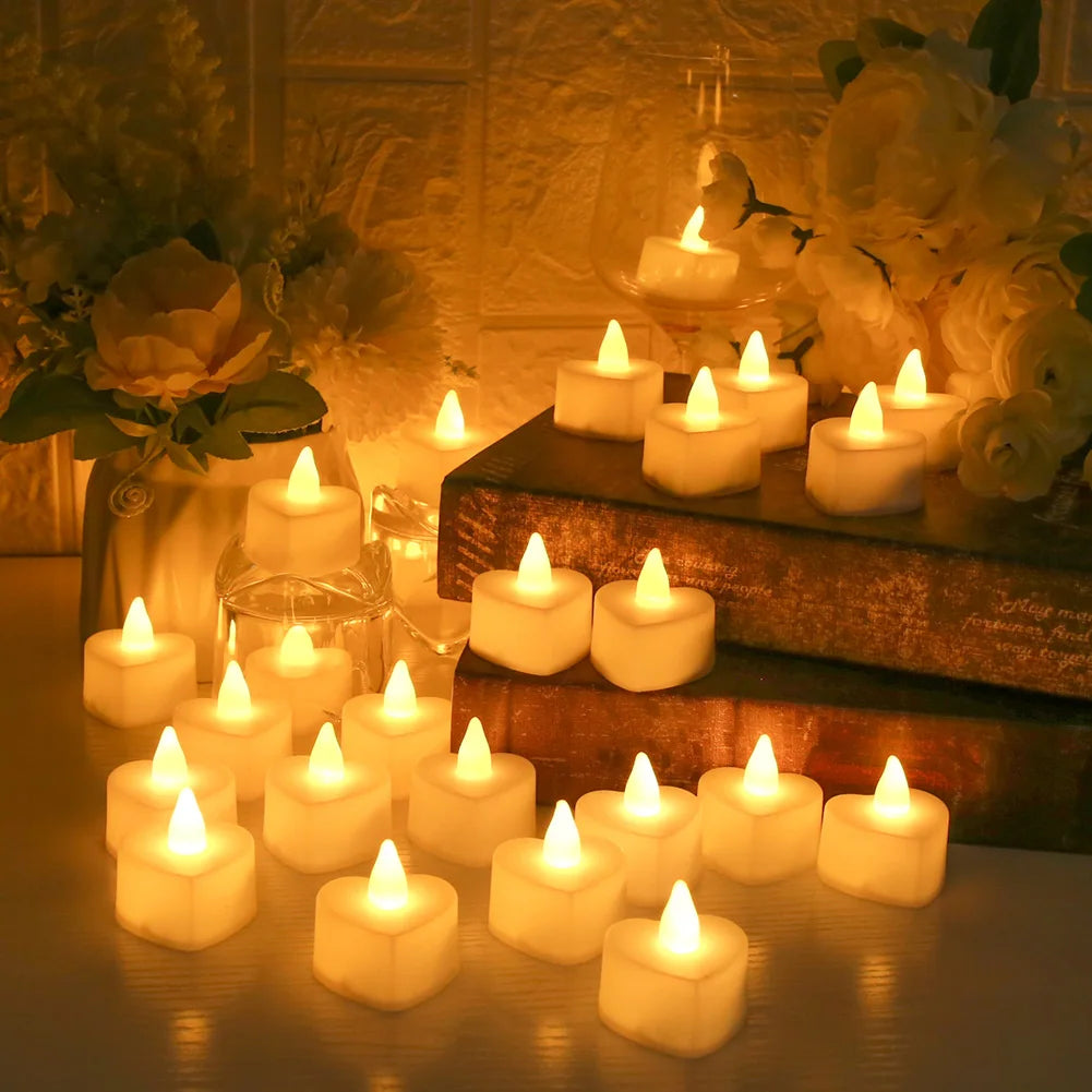 Feature Flameless LED Tealight Candles 12 Or 24 Pack