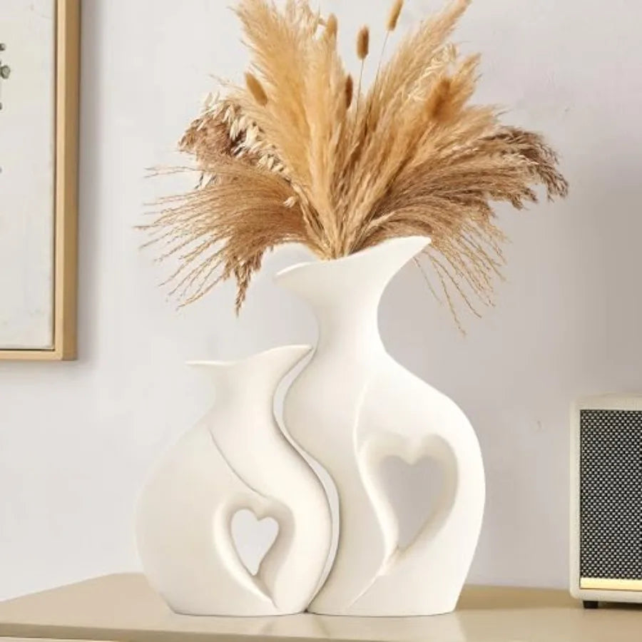 Heart Shaped Ceramic Vase Set for Modern Home Decor