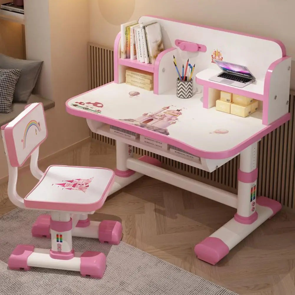 Kids Functional Desk And Chair Set With Writing Board