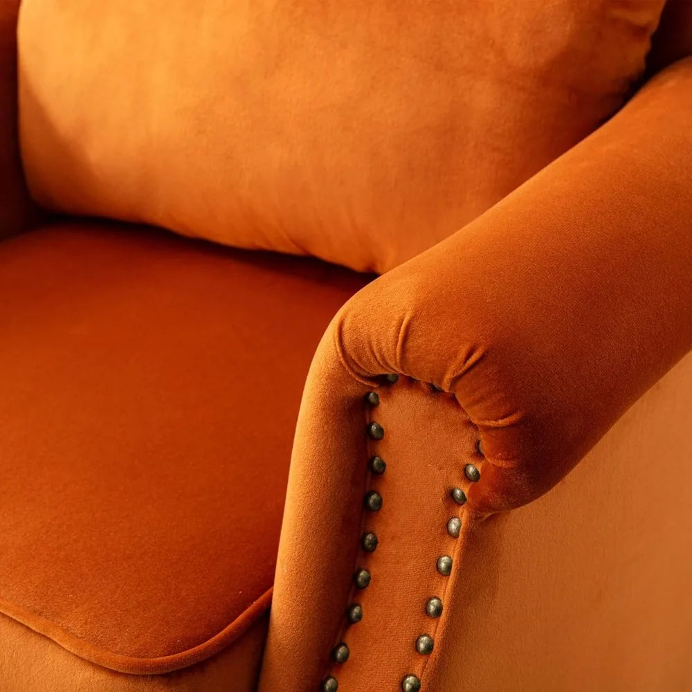 Mid Century Modern Velvet Accent Chair With Channel Back Cushion