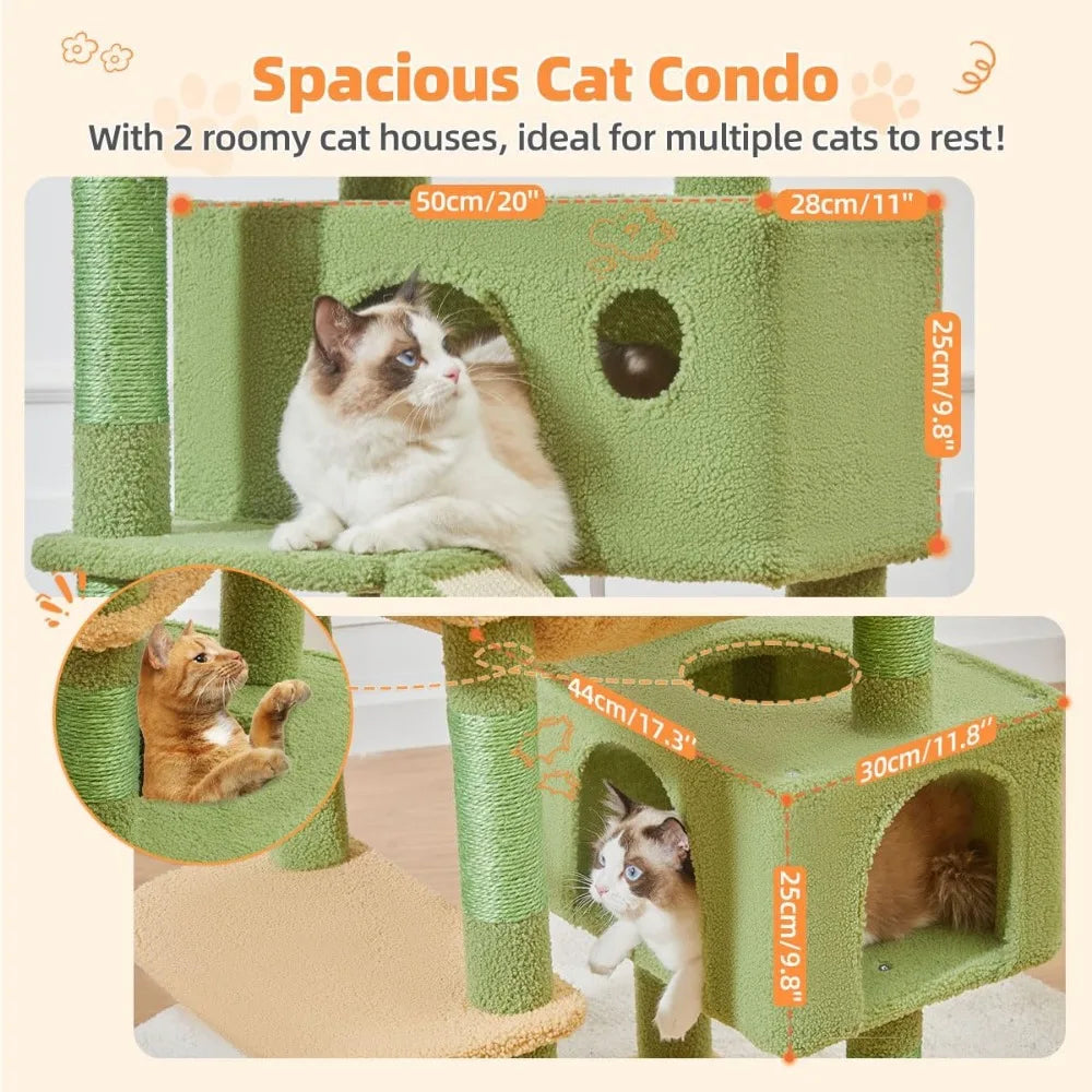 Taoqimiao 71 Inch Multi Level Cactus Cat Tree for Large Indoor Cats