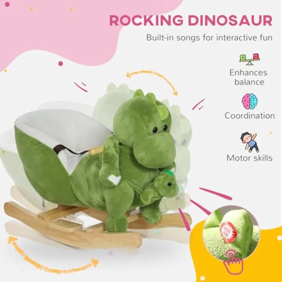 Baby Rocking Horse Dinosaur Plush Rocker With Seat Belt