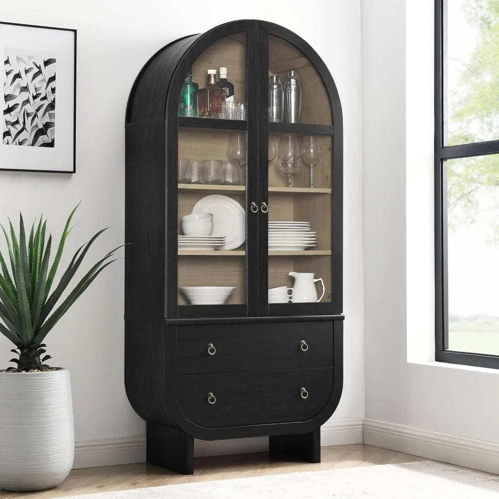Nyx Arched Display Cabinet Modern Glass Doors And Drawers