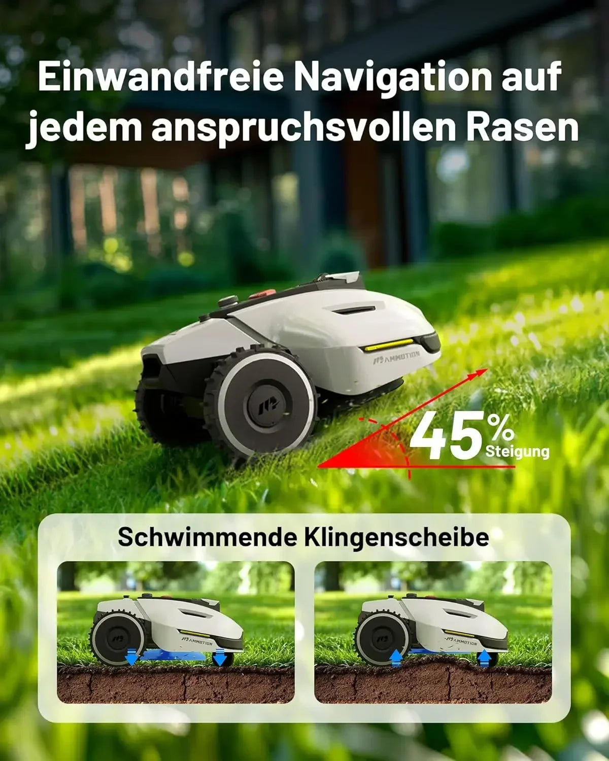 XMSJ 1500 Robot Lawn Mower With 3D Vision RTK Fusion Mapping For Slopes Up To Forty Five Percent