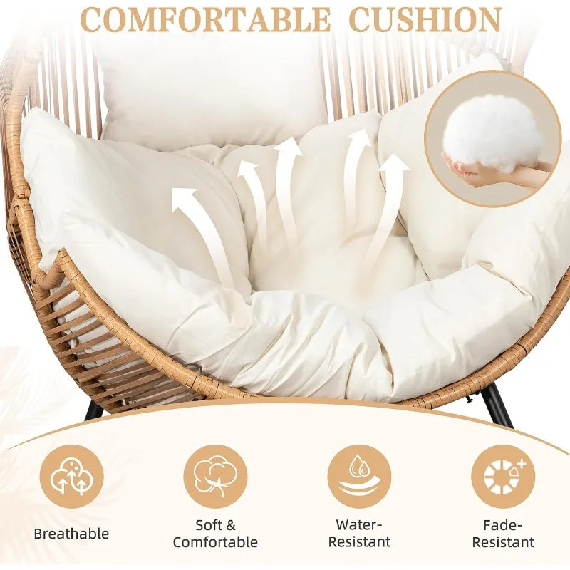 Hign-concerned Wicker Rocking Egg Chair With Cushion Outdoor
