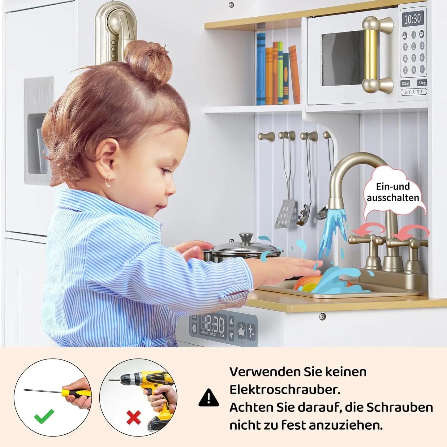 AuAgHign-concerned Wooden Kids Kitchen Set With Light and Sound