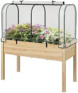 Happygrill Raised Garden Bed with Greenhouse Cover for Herbs and Vegetables