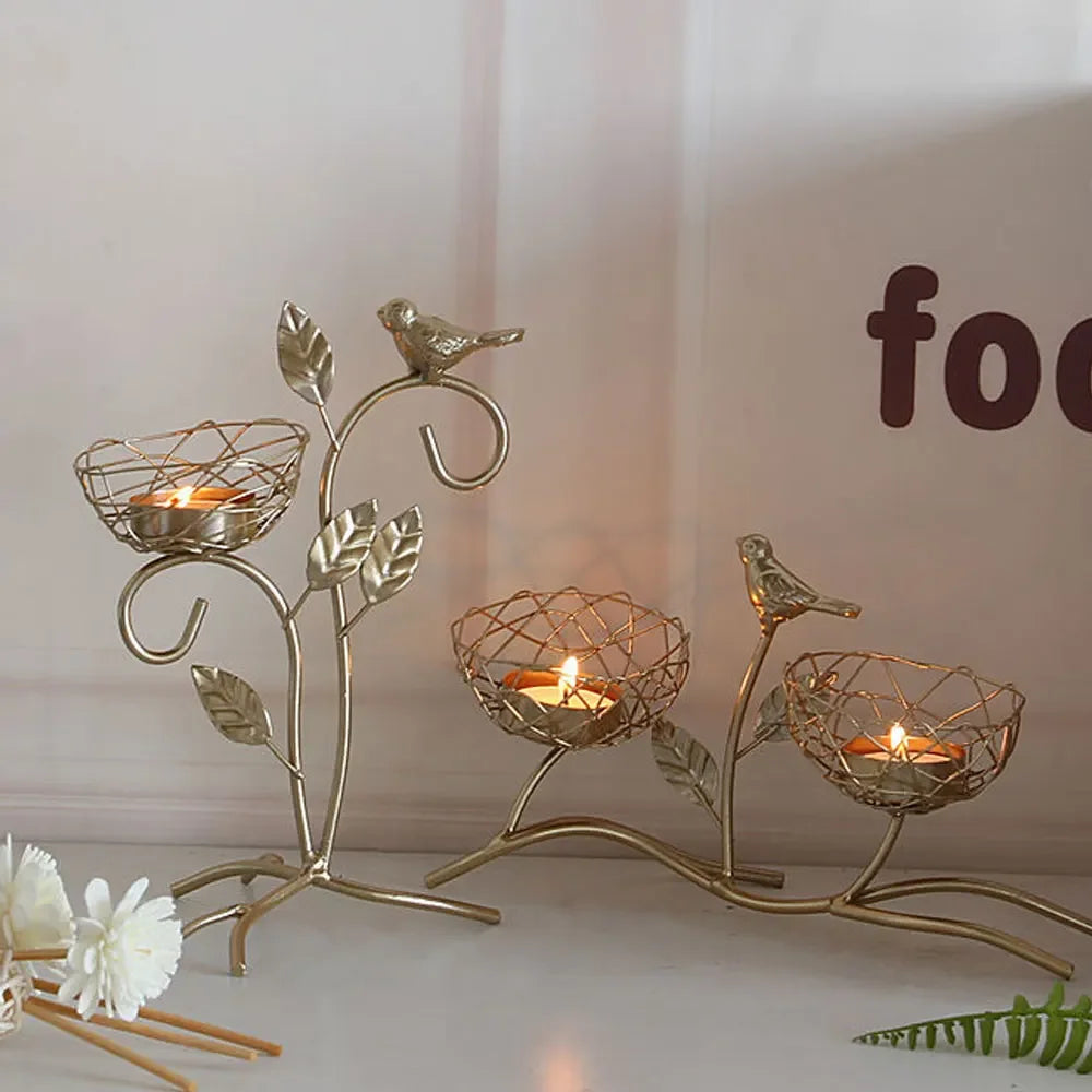 Wrought Iron Bird Candle Holders Centerpiece Wedding Decor