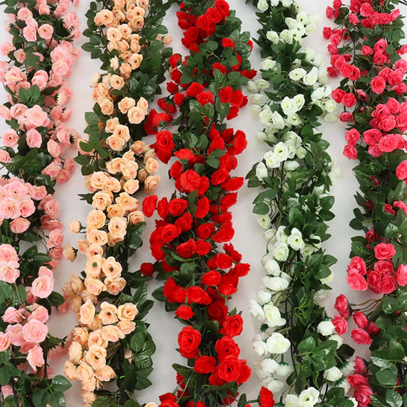 Silk Rose Vine Garland For Wedding Decoration