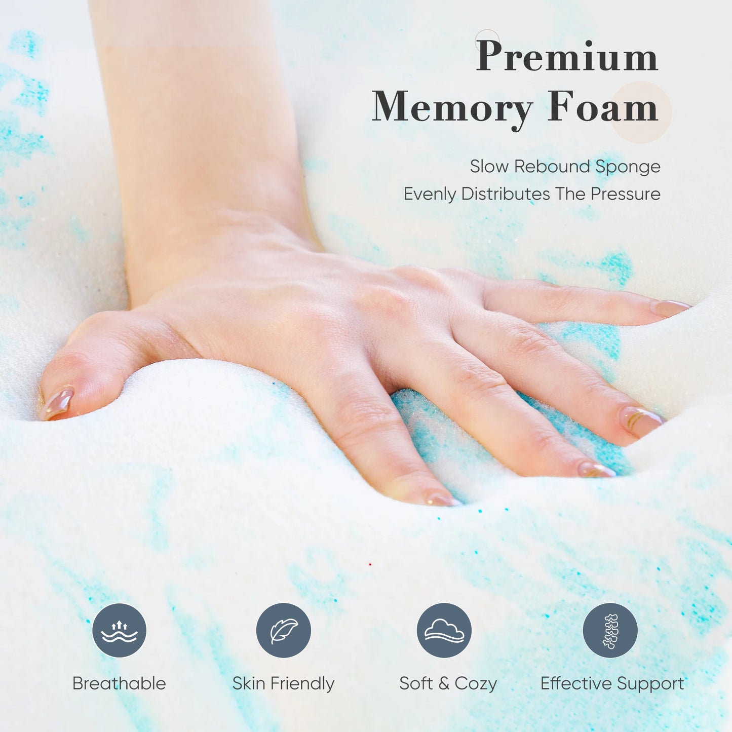 JHK Gel Memory Foam Mattress Topper for Bed Comfort