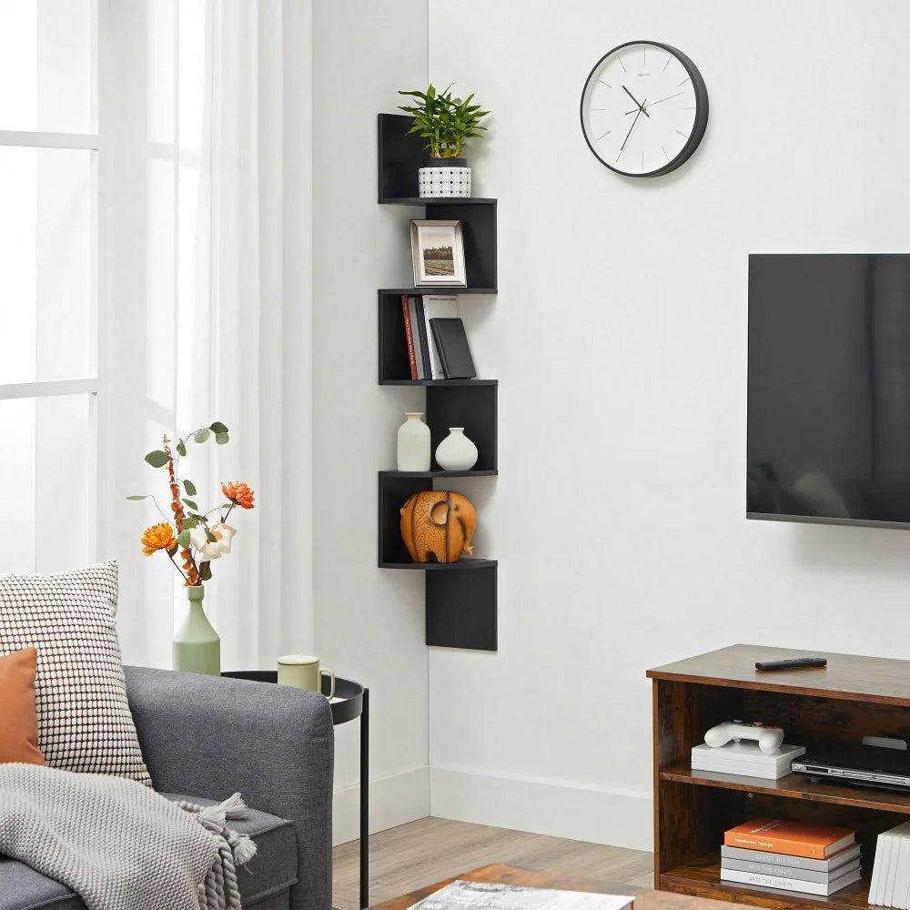 XMSJ Corner Shelf Wall Mount 5-Tier Floating Bookshelf