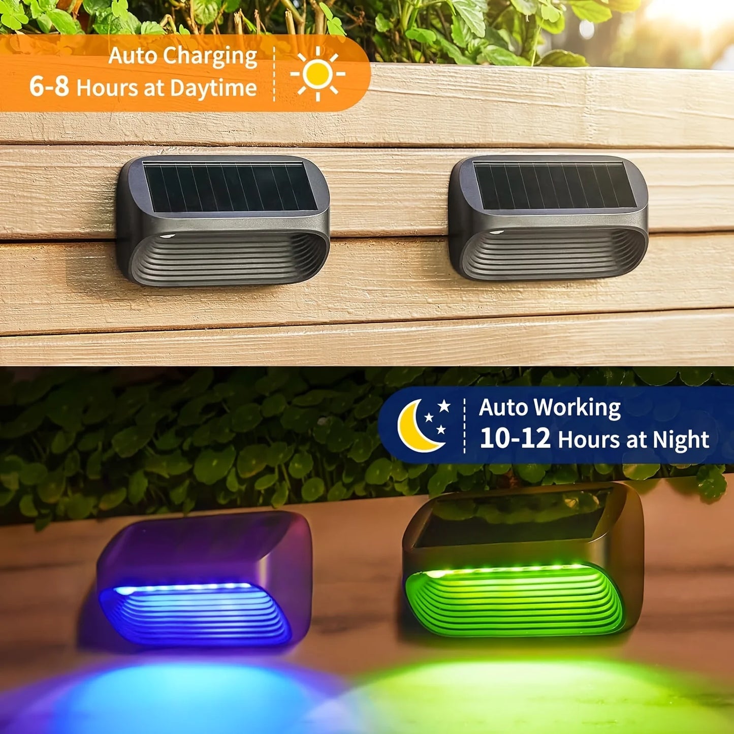 Solar Fence Lights Auto On Outdoor Deck Patio Lighting