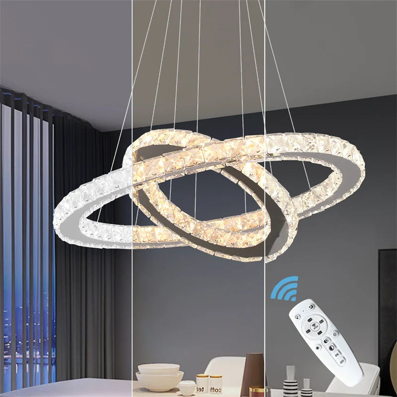 GreeLustrBulbs Modern Crystal LED Chandelier With Remote