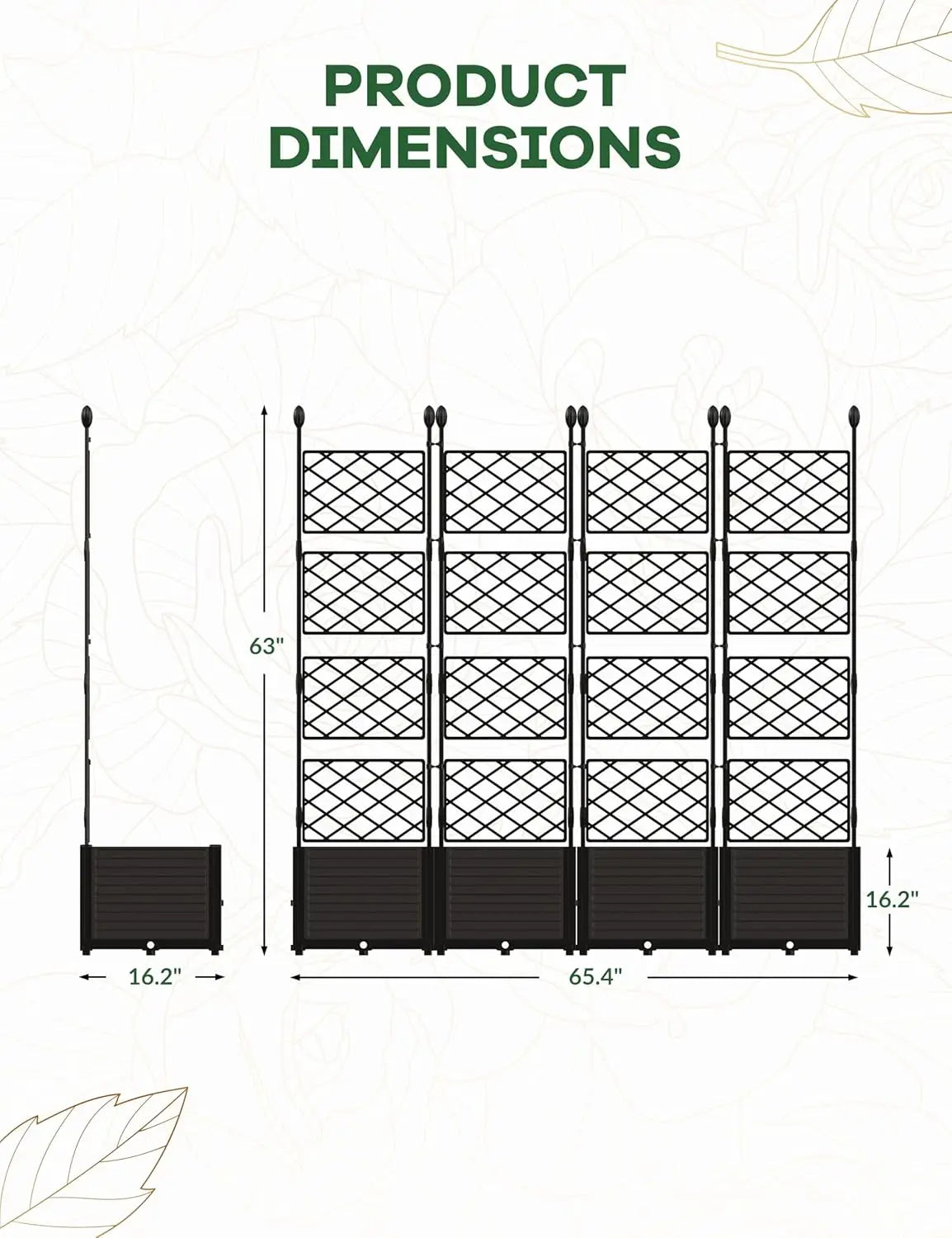 HiMISS Plastic Plant Box with Metal Trellis