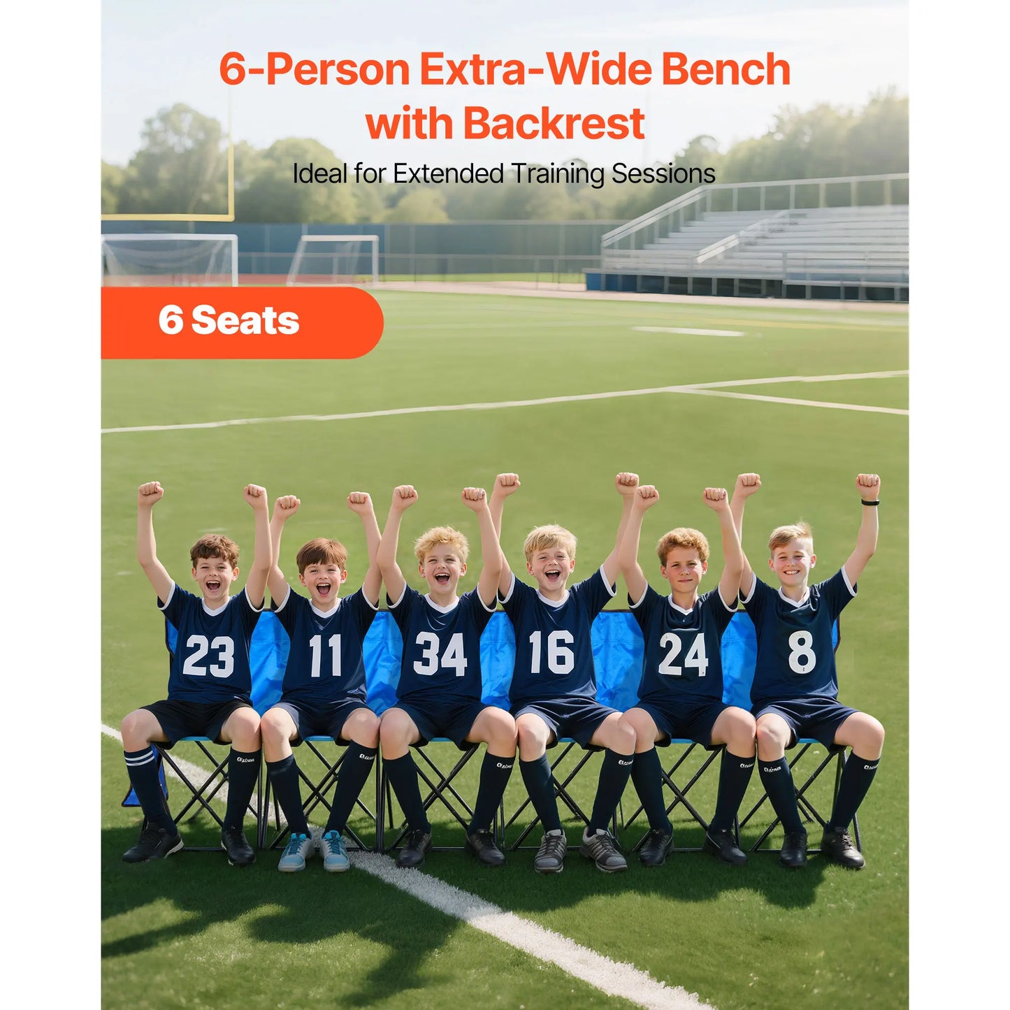 SucceBuy Portable Folding Soccer Bench With Side Pockets
