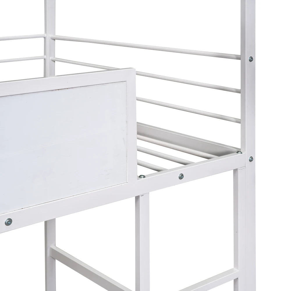 Premium Metal House Loft Bed Featuring Attached Slide
