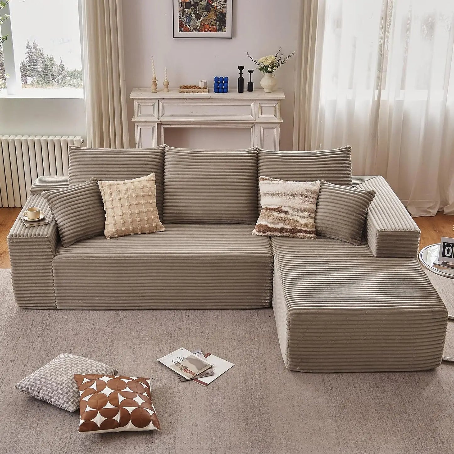 L Shaped Cloud Couch With Chaise Lounge Modular Sectional