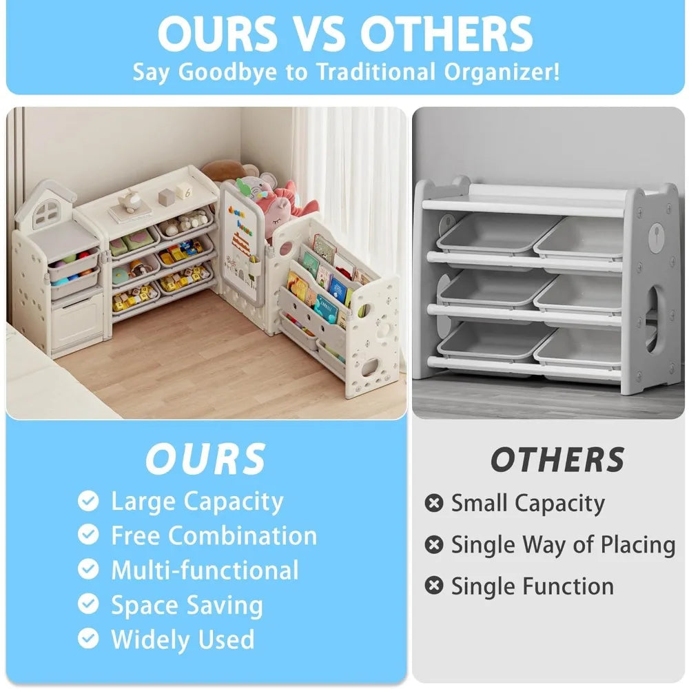 DAFIFY Foldable Kids Toy Storage Organizer 10 Removable Bins